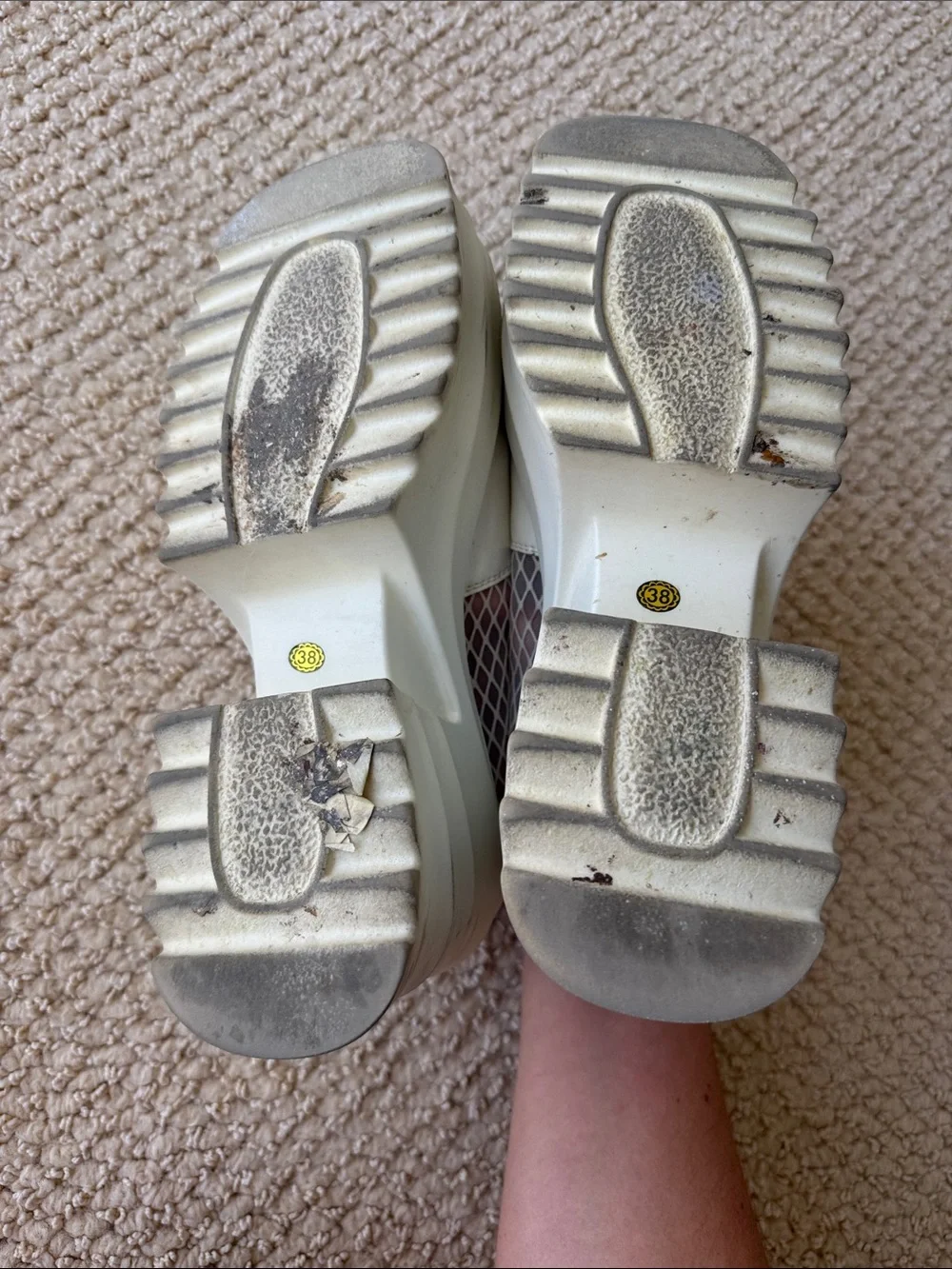 White Platform Mesh Loafers - Women size 8/38